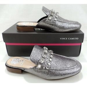 Women's Vince Camuto Torlissi Jewels Loafer Flat Mules Dark Gunmetal Size 7.5